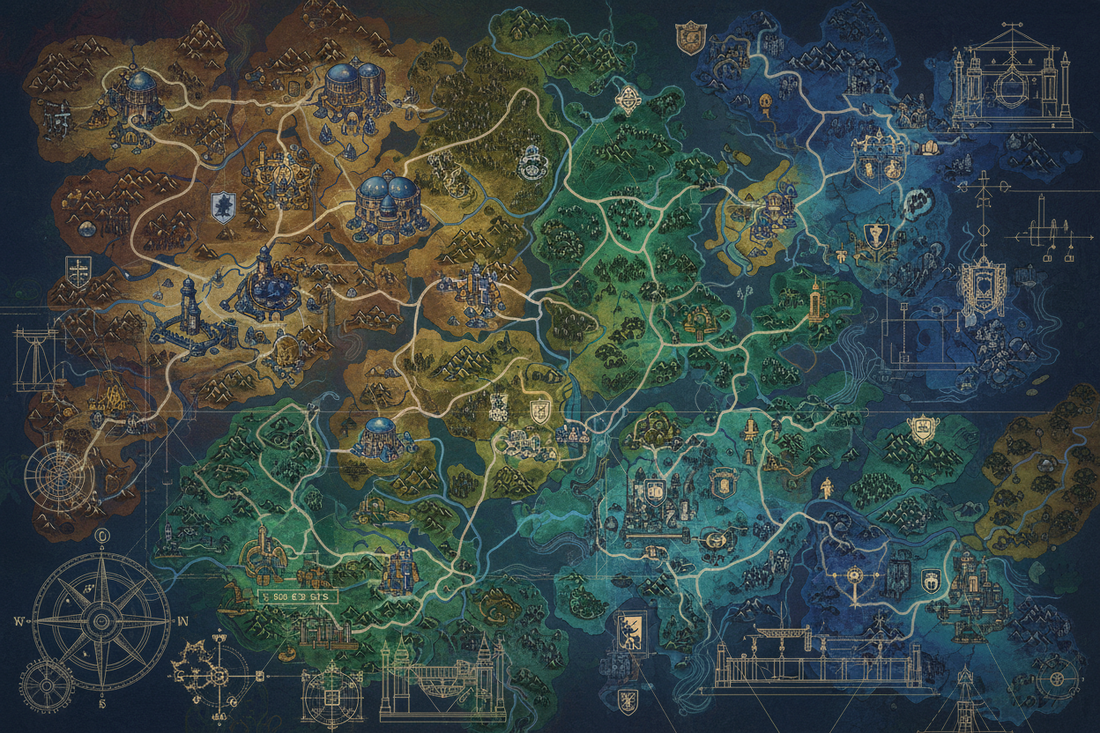 Mappa di un universo narrativo complesso per il worldbuilding seriale
